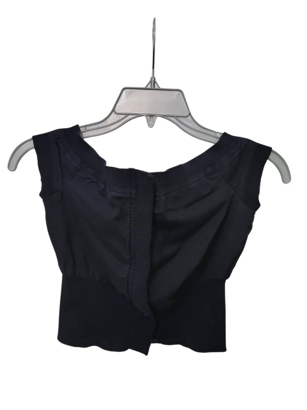 Vintage Armani Exchange Black Button-Front Banded Crop Top - Y2K Archival A|X